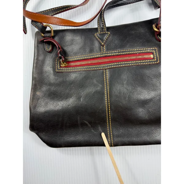 Dooney Bourke Leather Crossbody Bag Flap Top‎ Black Designer Purse - Image 5
