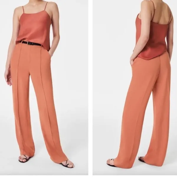NEW SPANX Carefree Crepe Trouser Straight Wide Leg Sedona Size Medium Petite - Image 3