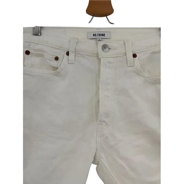 RE/DONE 90s High Rise Cutoff Bermuda Denim Shorts White Size 28 - Image 2