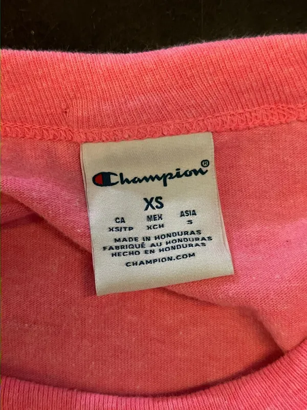 Champion Tunic Shirt Womens XS Pink Solid Logo Crew Neck Short Sleeve Tee Top - Image 6
