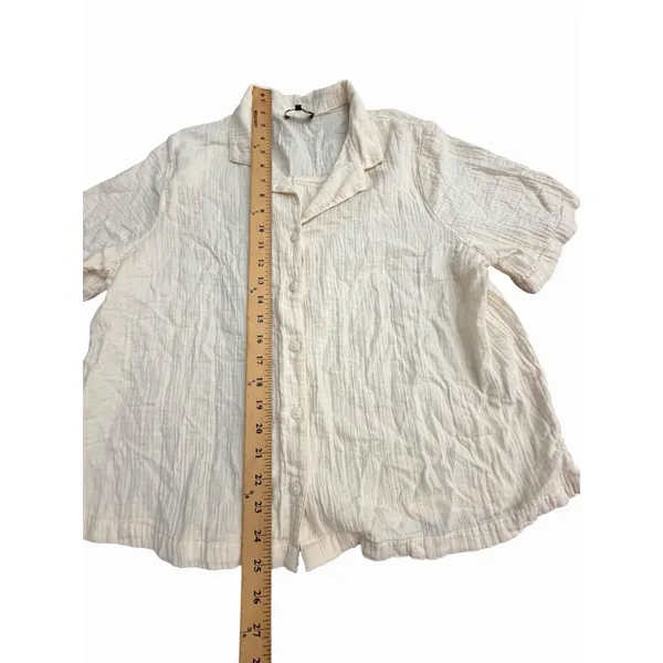 Quince Shirt Womens Large Gauze Button Collared Blouse 100% Cotton #FF9-3 - Image 7