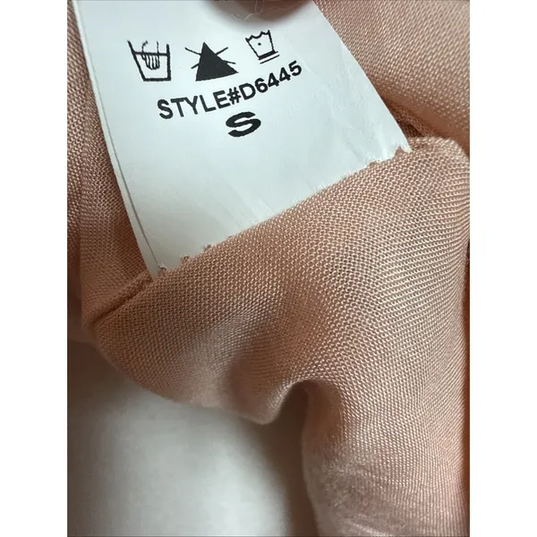 In The Beginning Size S Dress Blush Pink 3/4 Puff Sleeves‎ Tie Front Linen Short - Image 5
