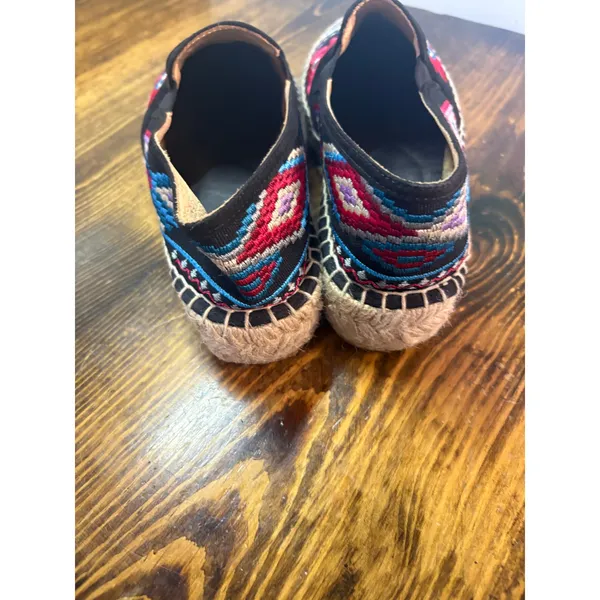 Johnny Was‎ Black Floral Embroidered Espadrilles Size 38 (Size 7.5) - Image 7