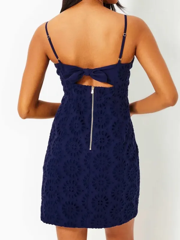 Lilly Pulitzer Shelli Eyelet Mini Dress Navy Blue - Image 2