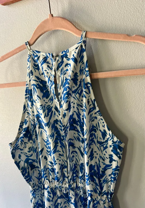 Blue Allover Print Halter Neck Romper Size Small/4 - Image 15