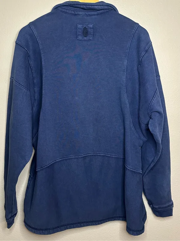 FP Movement Free People Work It Out Pullover Dark Blue Polo Oversized - Image 4