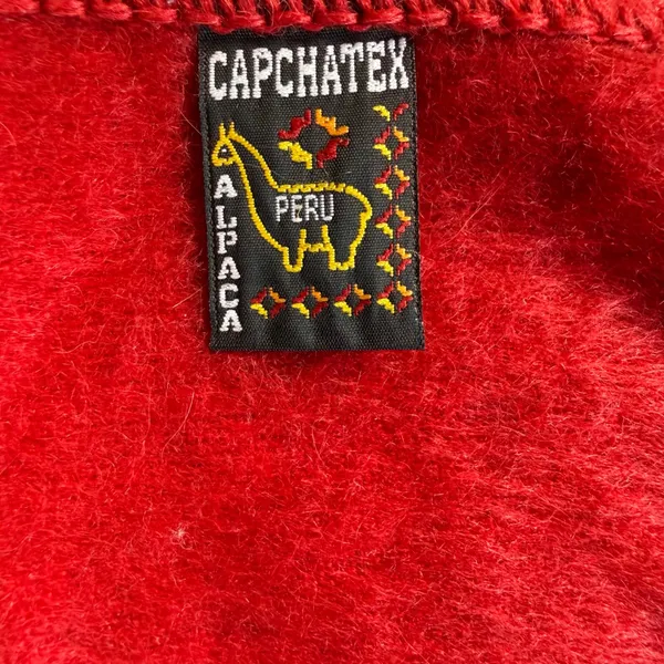 Capchatex Peru Alpaca Wool Scarf Unisex Winter Handmade Red Fringe Holiday Gift - Image 5