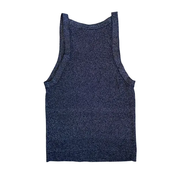 GAP Womens Black Lurex Metallic Sweater‎ High Neck Ribbed Knit Tank Top Large - Image 9