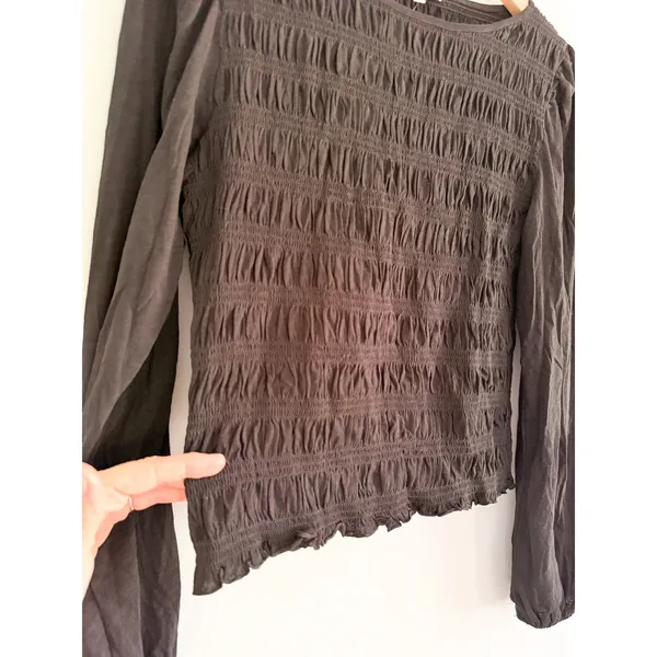 Madewell | NWT Smocked Boatneck Top‎ in Jet Black | Sz M - Image 5