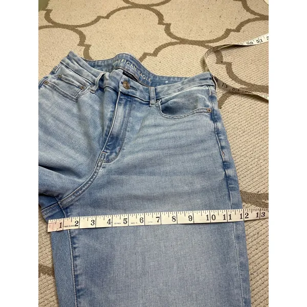 American Eagle Curvy Super High Rise Flare Jeans Stretch Slit Hem Size 10 - Image 10