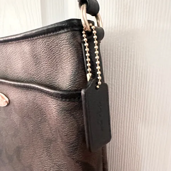 Coach Signature File Slim Crossbody Brown Black Coated Canvas Signature CC Bag - Image 4