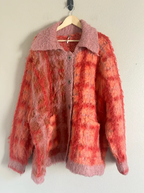 Free People wool blend Harper Cardi sweater in Cinnamon Spice Combo size Large - Image 2