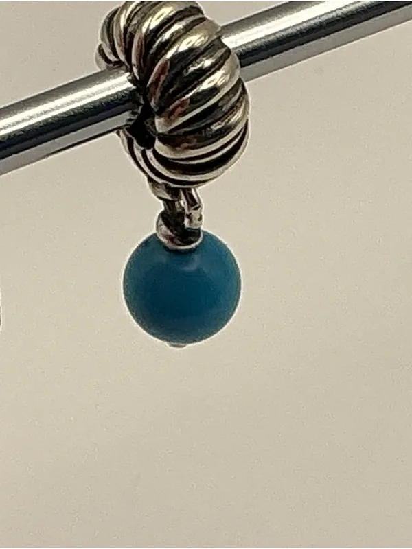 Pandora Turquoise Bead Dangle Charm Sterling Silver ALE - Image 4