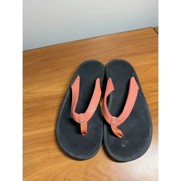OluKai Kulapa‎ Kai Sandals Women's Coral Pink Orange Thong Flip Flops Size 6/36 - Image 2