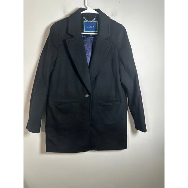 J.Crew Womens Blazer-Coat Black Italian‎ Wool Cashmere Blend Size S Tall - Image 2