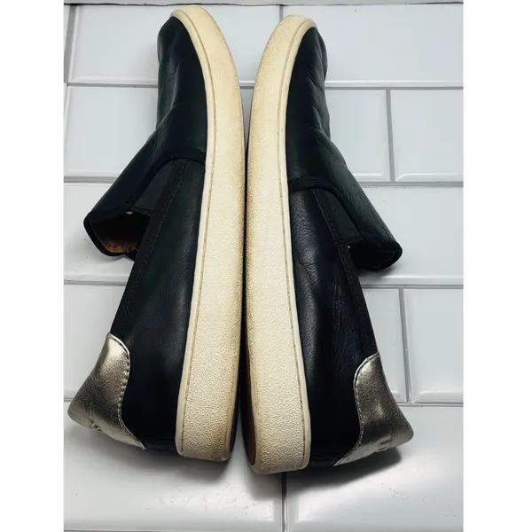 UGG Cas Slip-On Sneakers Womens 11 Black Leather Good Metallic Heel Slip On Shoe - Image 9