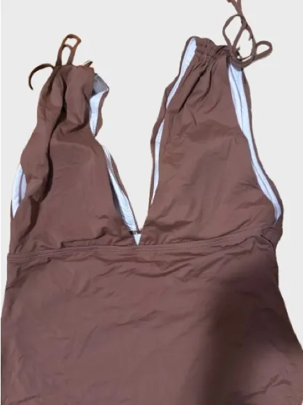 Brown Ruched One-Piece Swimsuit - Classic Women’s Swimwear - Image 3