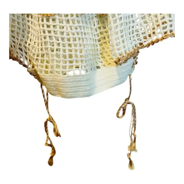 My Beachy Side Rima Scalloped Crop Top Medium Crochet Malibu Blue $235 Boho - Image 6