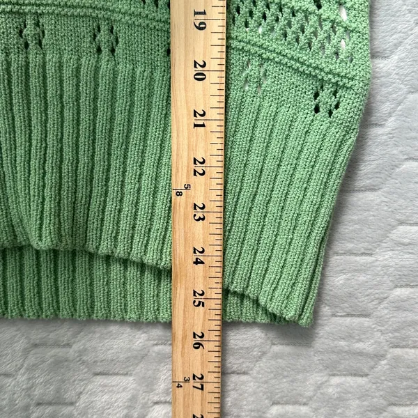 Sandro Paris Joe Pointelle Open Knit Top M Green‎ Cottagecore Soft Girl Romantic - Image 9