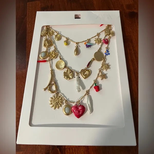 Zara NEW 3 Pack Necklace Beach Gold Charm Layered Bohemian Hippie Festival Boho‎ - Image 3