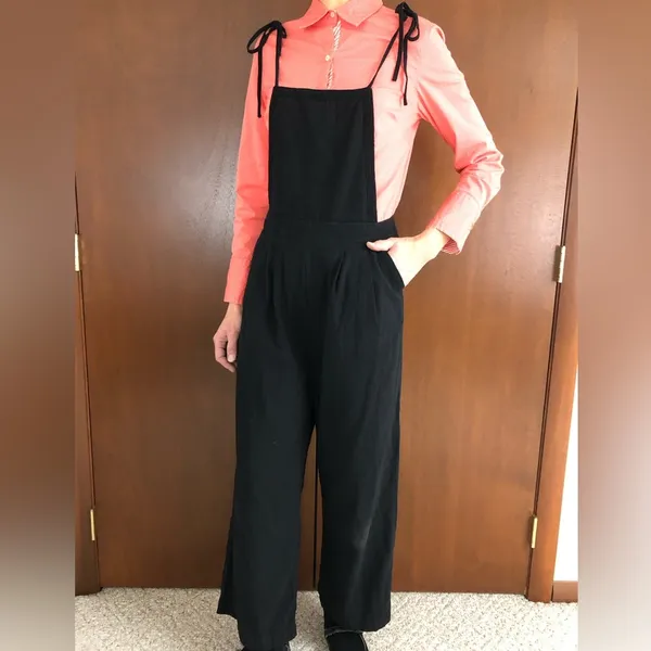 Lulu’s What a Wonderful Day Black Tie-Strap Overall Cotton Jumpsuit - Image 5