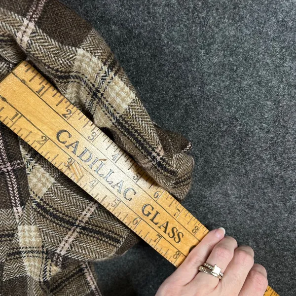 Forever Brown Plaid Wool Blend Cropped Short Sleeve Blazer Jacket Large Y2K - Image 8