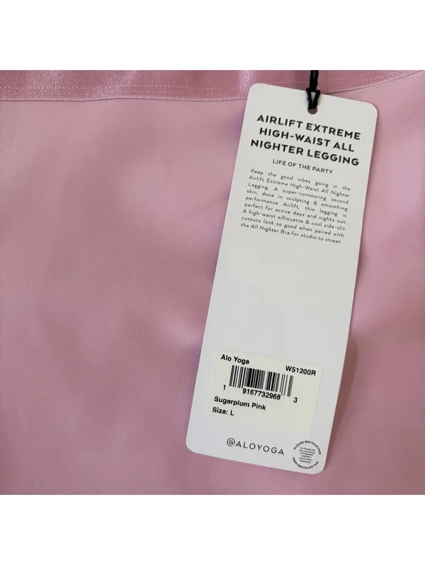 Alo Yoga Airlift Extreme High Waist All Nighter Legging Sugarplum Pink Sz Large - Image 8
