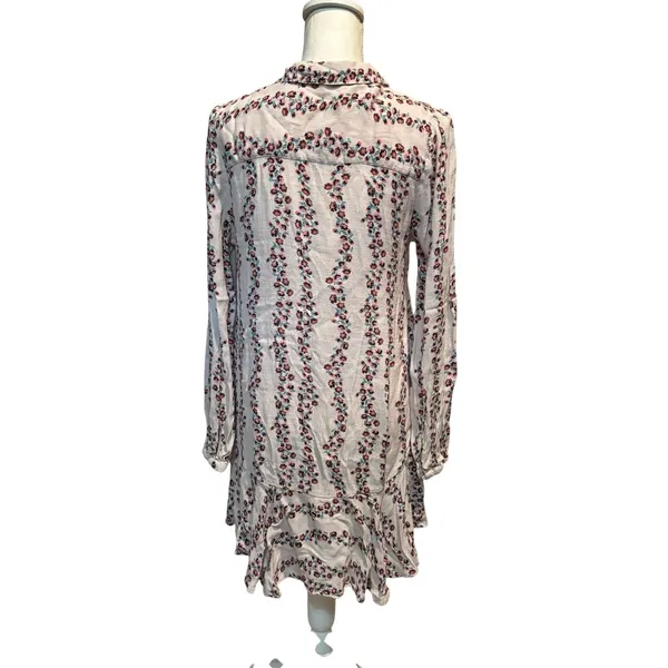 Free People Floral Button Up‎ Tunic Shirt Dress Long Sleeve Retro Boho Medium - Image 8
