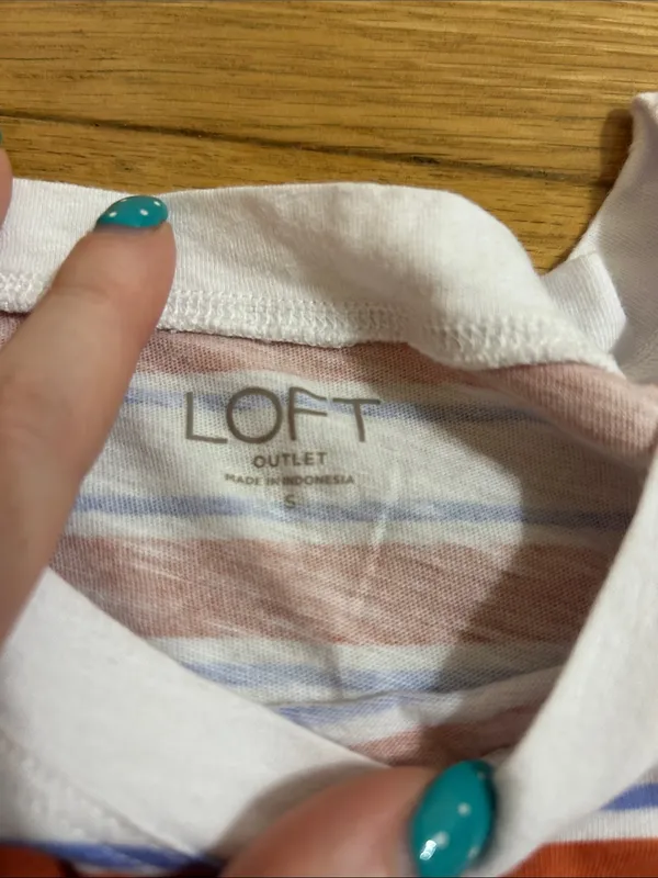 LOFT Orange & White Striped Tank Top - Image 2