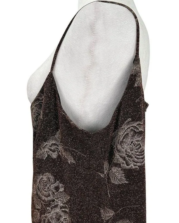 After Dark Copper Brown With Copper Specks Floral Size 16 Sleeveless Note Flaw - Image 7