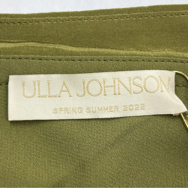 Ulla Johnson Nora Tie Shoulder‎ Silk Peplum Top Size 12 Olive Green Milkmaid NEW - Image 3