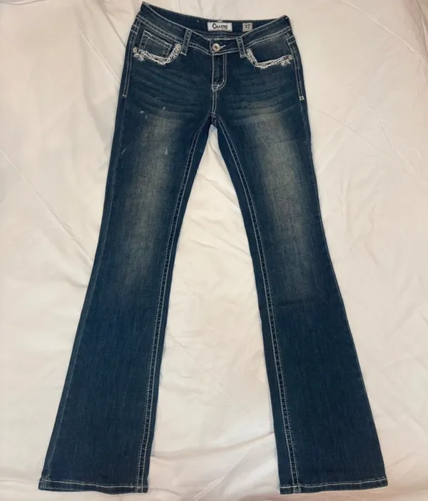Charme Y2K Embellished Dark Wash Bootcut Jeans Size 27 - Image 2