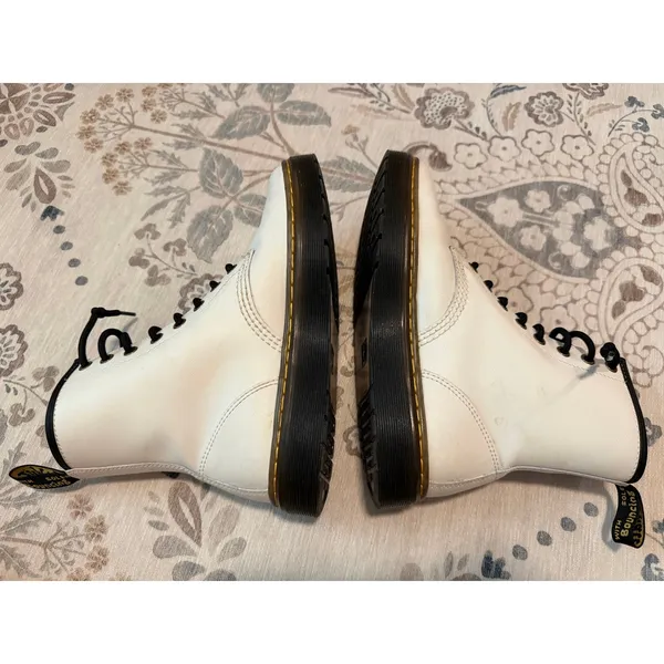 Dr. Martens White Leather Zavala Combat Boots Women's 6 Men's 5 - Image 8