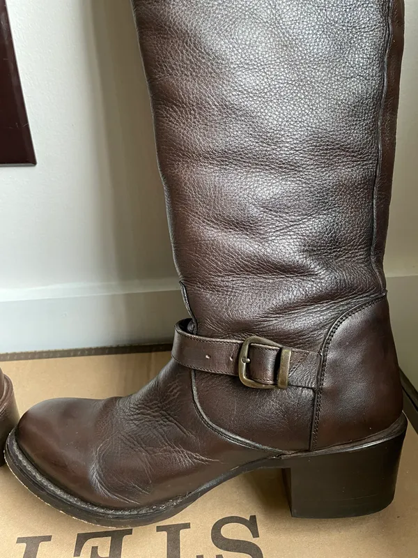Stetson Bianca Over The Knee Brown Leather Zipper Fashion Riding Boots - Image 6