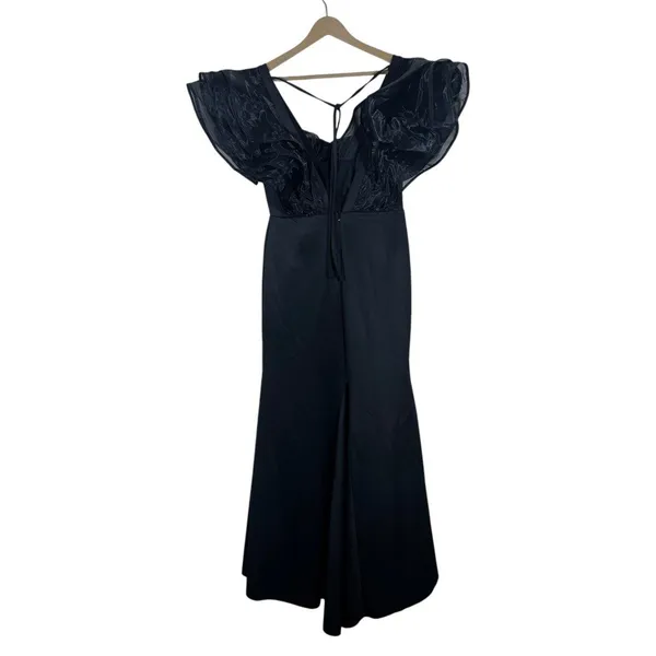 Giffniseti Organza Ruffle Mermaid Maxi Dress Black Glam Formal Evening Size 1XL - Image 3