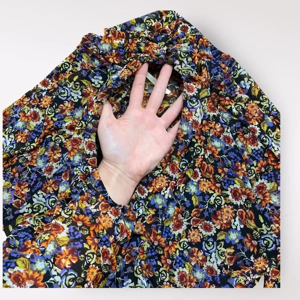 Free‎ People All Dolled Up Floral Mesh Cropped Long Sleeve Womens M Boho - Image 7