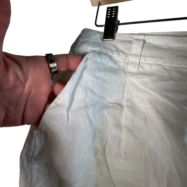 Eileen Fisher Shorts 2 White 100% Organic‎ Linen Pleated High Waist Coastal Luxe - Image 8