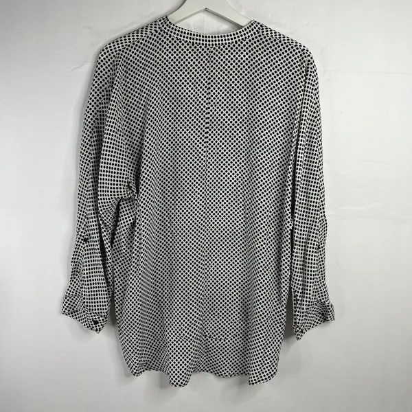 Zara Woman Size L Blouse Black Polka Dot Tie Neck Long Sleeve Flowy Long‎ Sleeve - Image 10