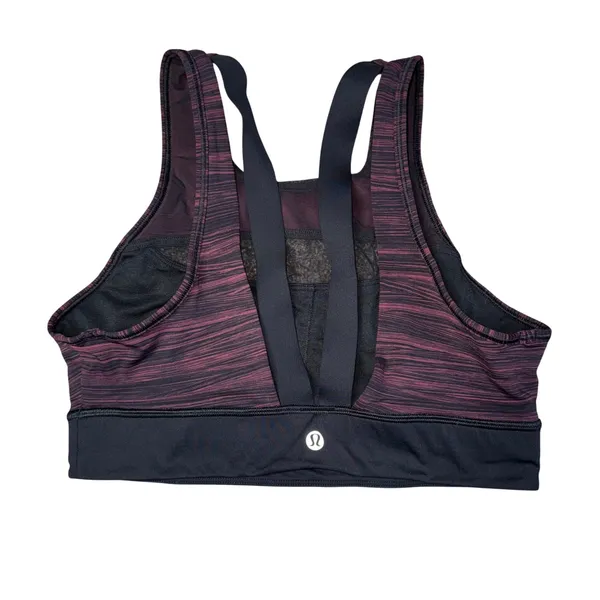 Lululemon Invigorate‎ Bra High Neck Space Dye Burgundy Black LW2AKPS Size 8 - Image 2