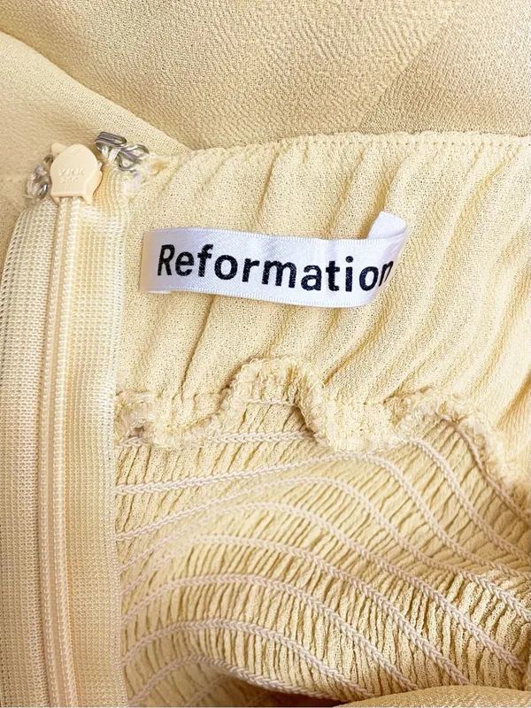 Reformation Embry Midi Dress Size 0 Sunshine Yellow Tie Strap Ruffle Hem - Image 8
