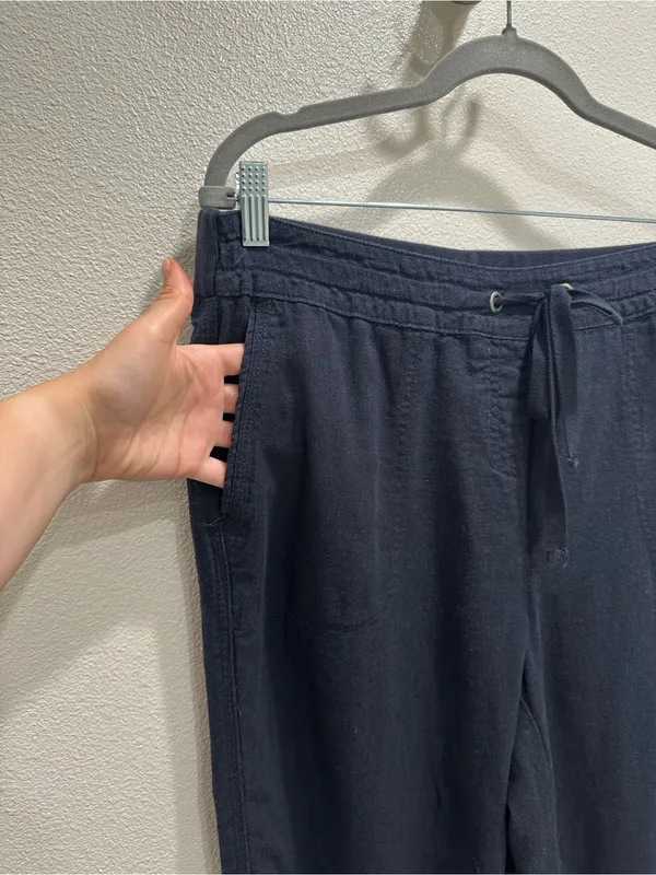 Per Se Navy Blue Capri Drawstring Casual Capri Pants - Image 2