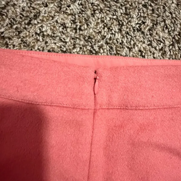Loft Pink Wool Blend Faux Wrap Mini Skirt Size 6 Coral A-Line Button Detail - Image 5