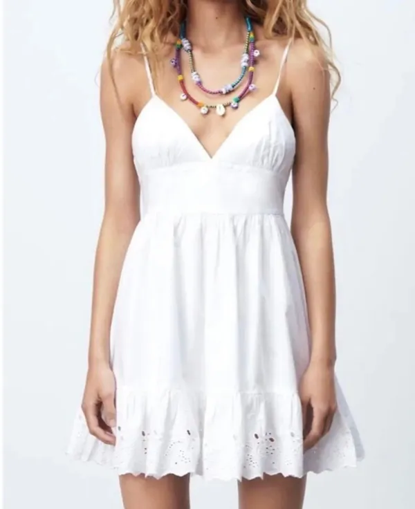 Zara White Ruffle Dress - Image 2