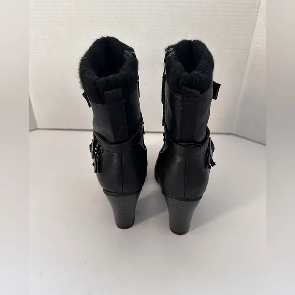 Call It Spring Boots Womens Ankle Booties Black Leather Block Heels - Image 4