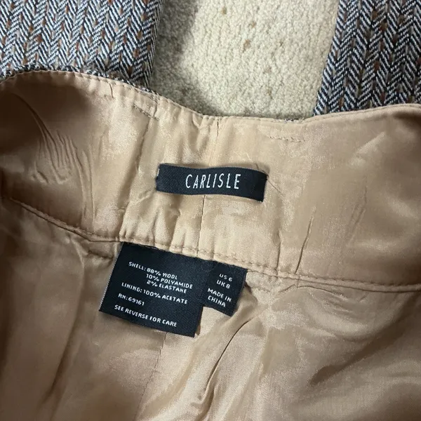 Carlisle Herringbone Wool Blend Dress Pants Womens‎ 6 Brown Grey Career Trousers - Image 2