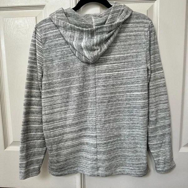 Gap long sleeved space dyed grey striped hoodie - Image 6