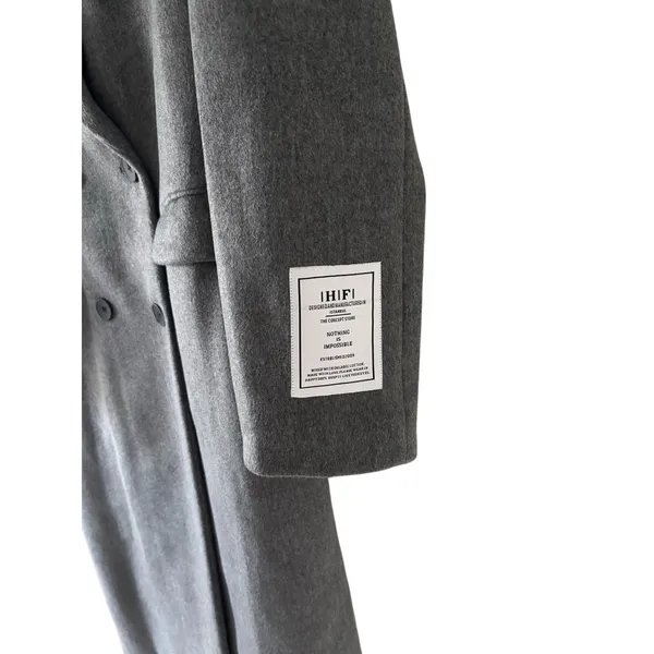 NWT Hot Fashion Gray Long Wool Blend Coat Double Breasted Maxi Coat M - Image 8