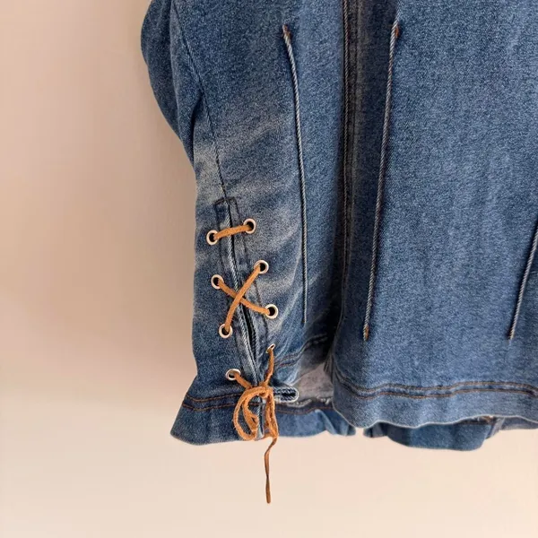 Y2k Medium Wash Village Jeans Denim Western Halter Neck Top - Image 5