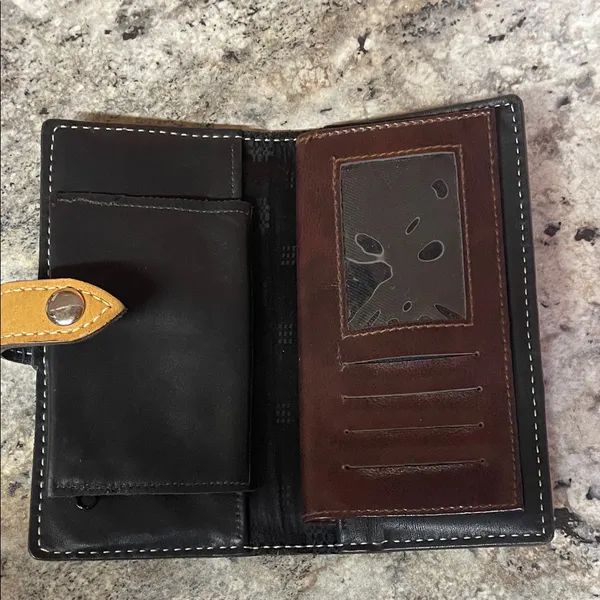 Western Tan and Black Woven Wallet - Image 3