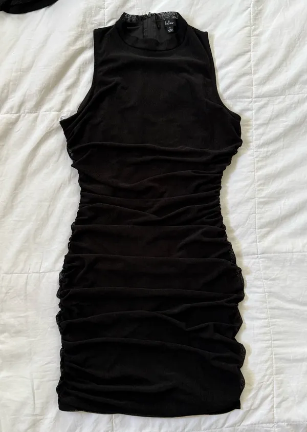 Lulus Black Mock Neck Bodycon Dress - Image 2